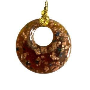 Dichroic Elegant Gold and Multicolor Circle Pendant